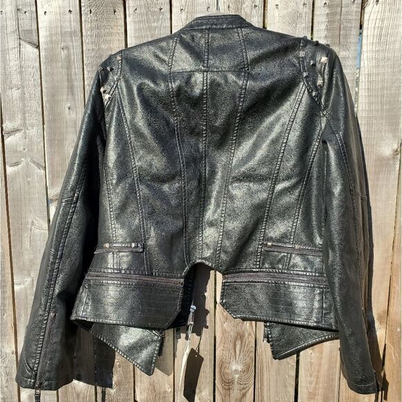 Black Faux Leather Moto Jacket - Picture 2 of 16